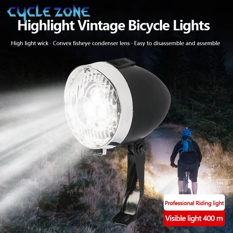Luce anteriore per bicicletta 3 LED Faro per bici MTB Design retrò