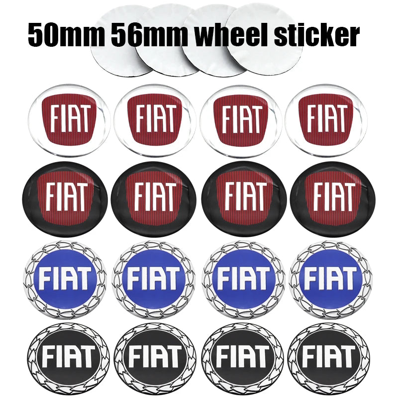 Adesivo Ruota 50mm 56mm per FIAT in ABS per pneumatici e cerchioni auto