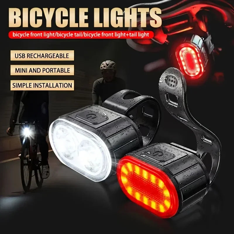 Luci per bicicletta ricaricabili tramite USB, lampada di sicurezza per bici in A