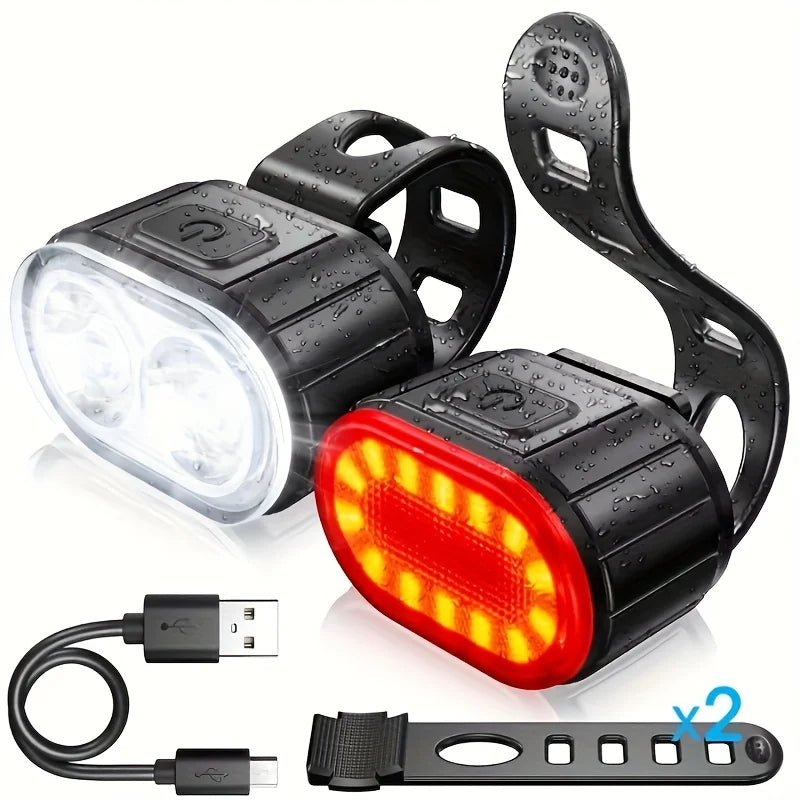 Luci per bicicletta ricaricabili tramite USB, lampada di sicurezza per bici in A