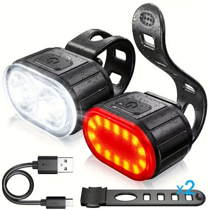 Luci per bicicletta ricaricabili tramite USB, lampada di sicurezza per bici in A