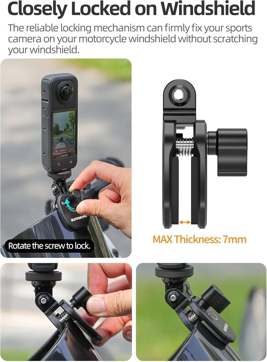 Supporto Moto CNC Universale per Action Cam e Smartphone Attacco Parabrezza
