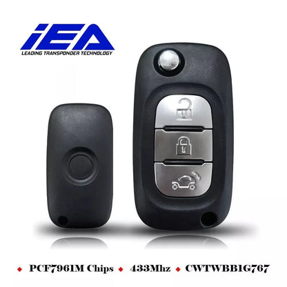 Telecomando Smart 453 3 Tasti Chiave Completa Originale IEA Chip PCF7961M con Lama Vergine da Incidere