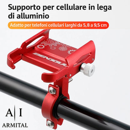 Supporto Smartphone per Bici e Moto in Alluminio con Rotazione 360 Gradi Nero