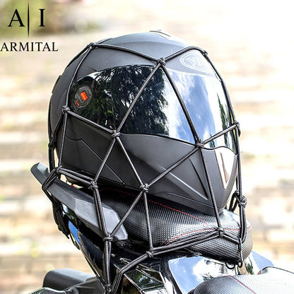 Rete Ragno Elastica Moto Universale 40x40cm Porta Casco e Bagagli con 6 Ganci