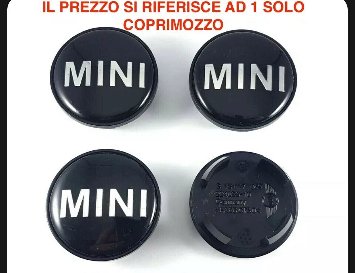 Coprimozzo Centrale Per Cerchi In Lega Compatibile Con Mini Cooper One SD Countryman Tappo Ruota Nero Ad Incastro