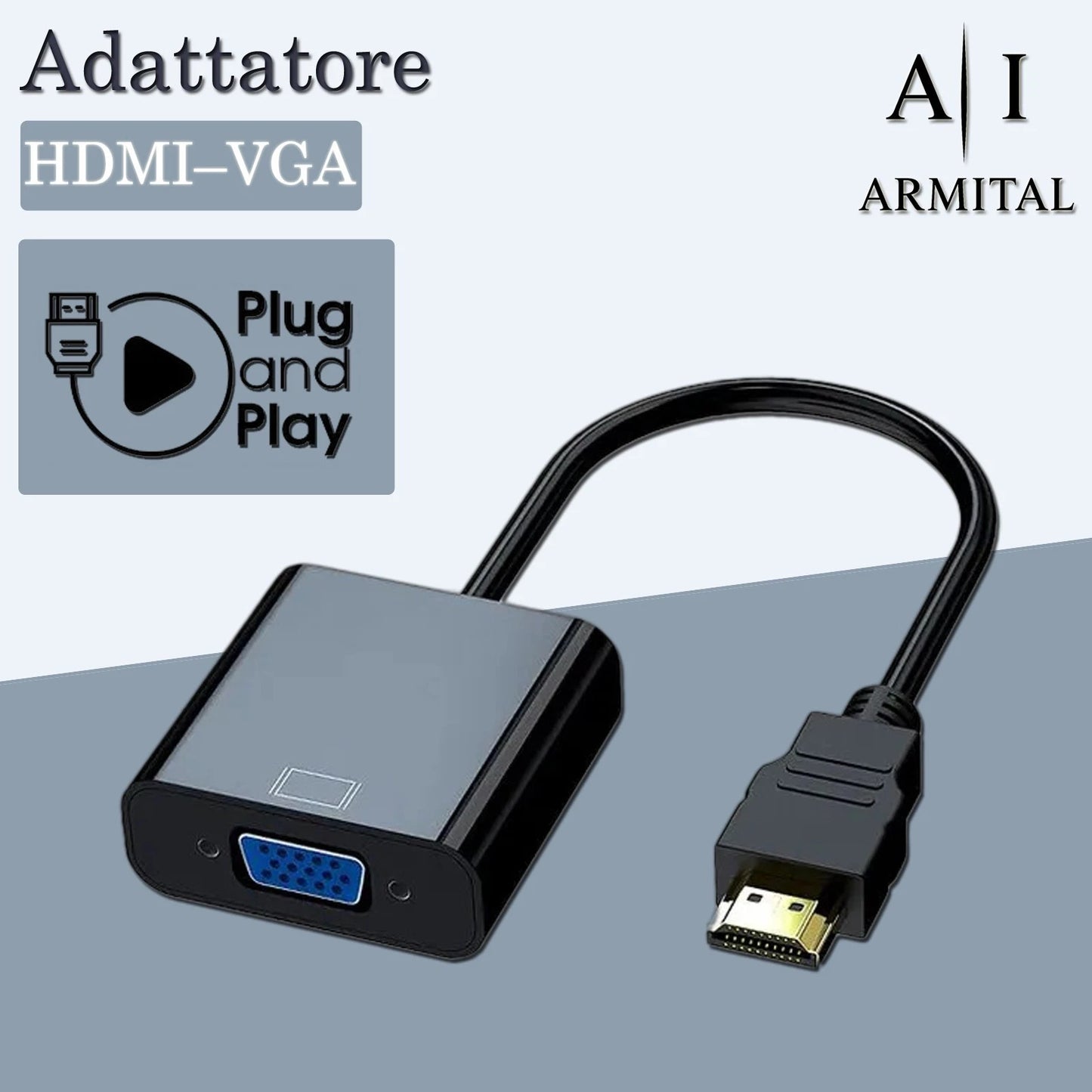 Adattatore HDMI Maschio a VGA Femmina 1080P Full HD per Laptop PC e Smart TV