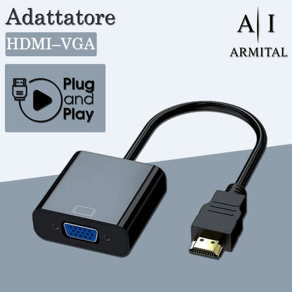 Adattatore HDMI Maschio a VGA Femmina 1080P Full HD per Laptop PC e Smart TV