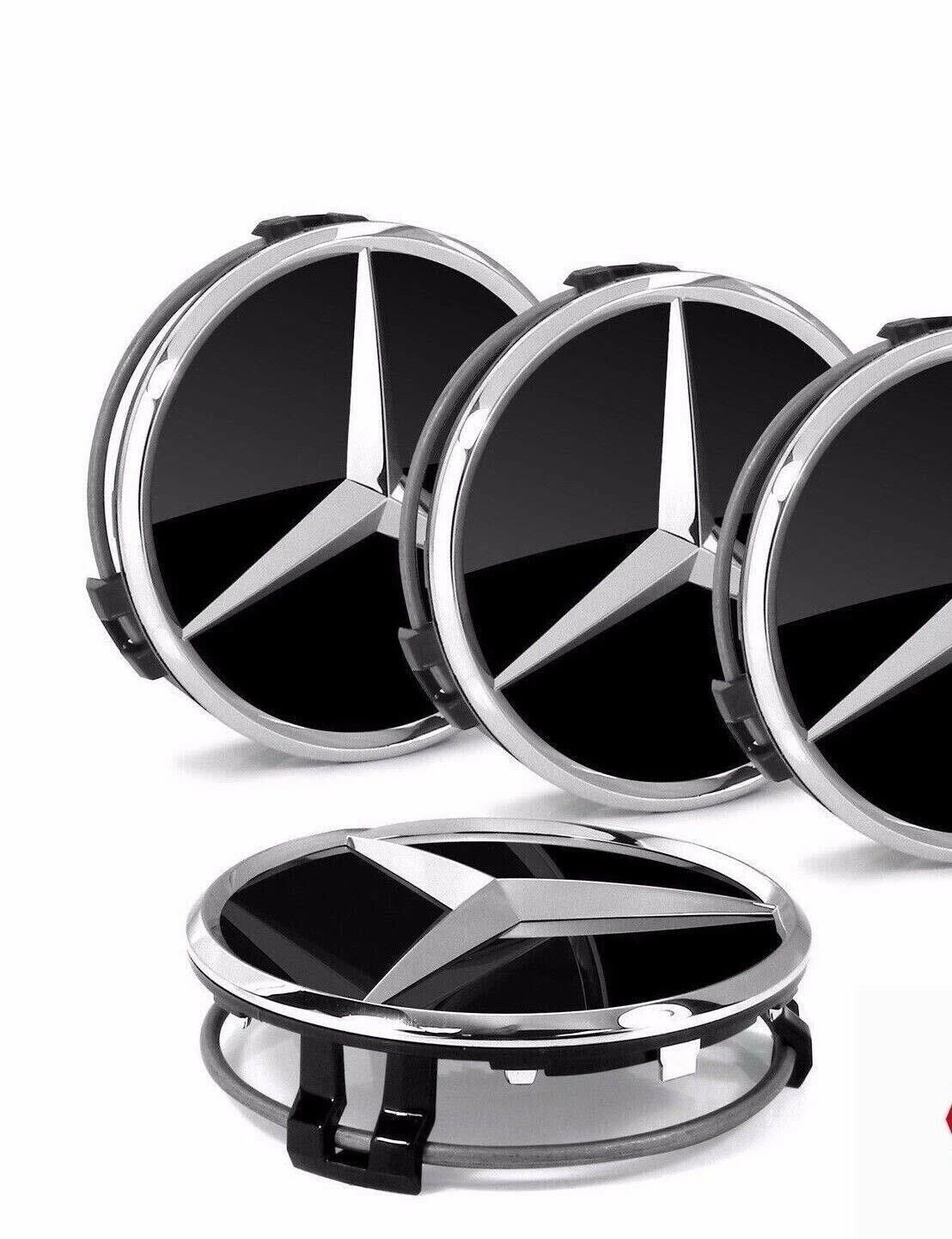 Set 4 Tappi Coprimozzo 60mm Compatibili Con Mercedes Classe A B C D E In ABS Di Alta Qualità