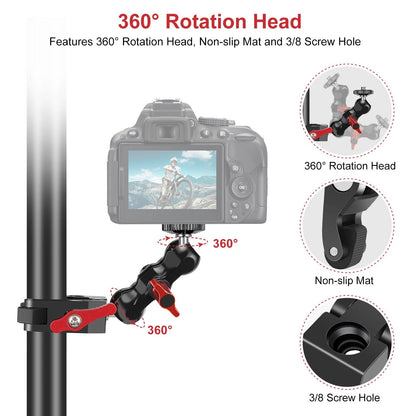 Super Morsetto Fotocamera con Testa a Sfera 360 e Supporto Magico Universale