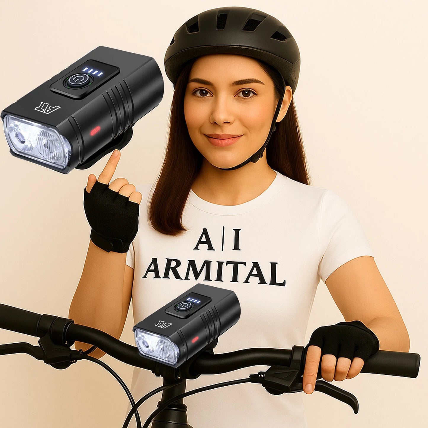 Faro Bici LED T6 Ricaricabile USB-C Impermeabile 6 Modalità Luce Anteriore