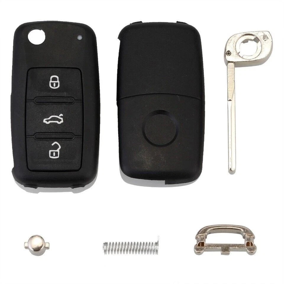 Guscio Telecomando Compatibile Per Volkswagen Golf 5 6 7 Passat B7 Cover Chiave A Scatto 3 Tasti Con Lama Vergine Ricambio Qualità Professionale