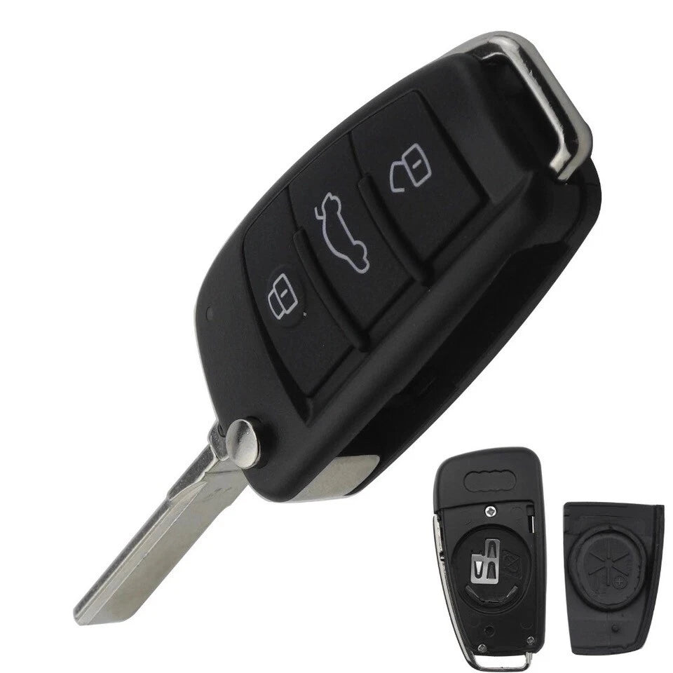 Guscio Cover Chiave Auto Per Audi A1 A3 A4 A5 A6 A8 TT Q5 Q7 Ricambio Telecomando 3 Tasti Con Lama A Scatto