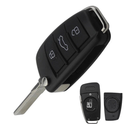Guscio Cover Chiave Auto Per Audi A1 A3 A4 A5 A6 A8 TT Q5 Q7 Ricambio Telecomando 3 Tasti Con Lama A Scatto