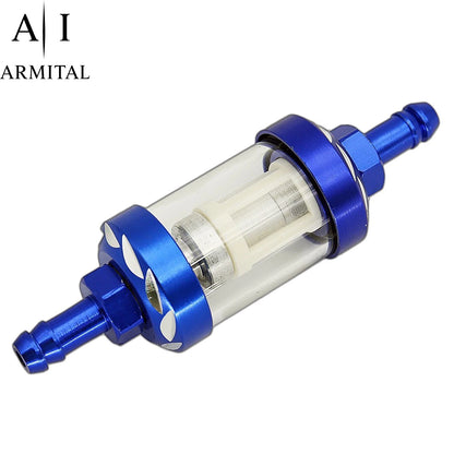 Filtro Carburante Universale 8mm In Alluminio CNC Con Vetro Trasparente Smontabile Per Moto Cross Dirt Bike ATV