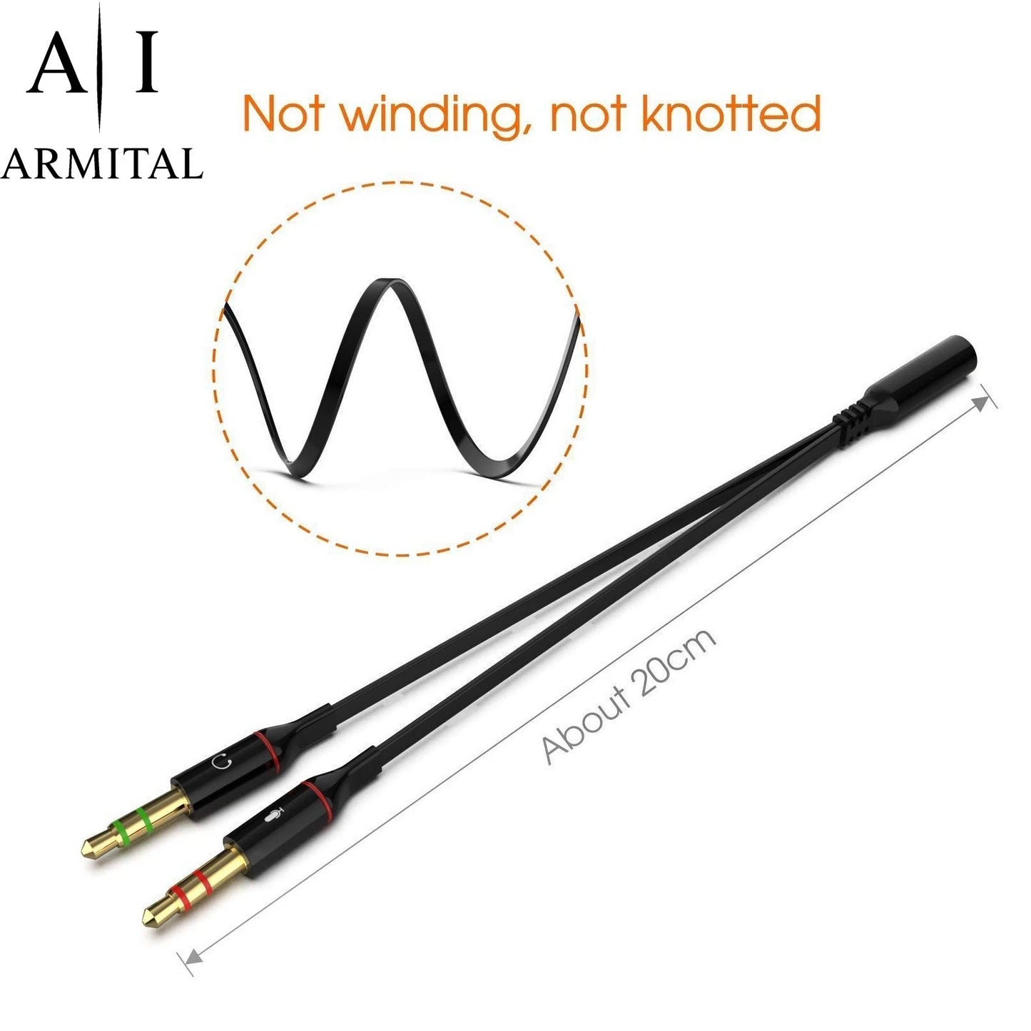 Adattatore Sdoppiatore Audio Jack 3.5mm Y Cavo per Cuffie e Microfono PC Laptop