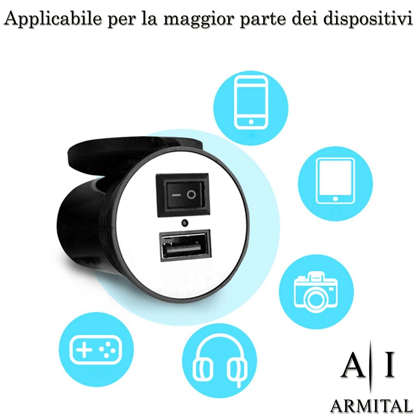 Caricatore USB Moto Universale 12V 24V Impermeabile IP65 Ricarica Rapida con Interruttore ON/OFF per Smartphone e GPS