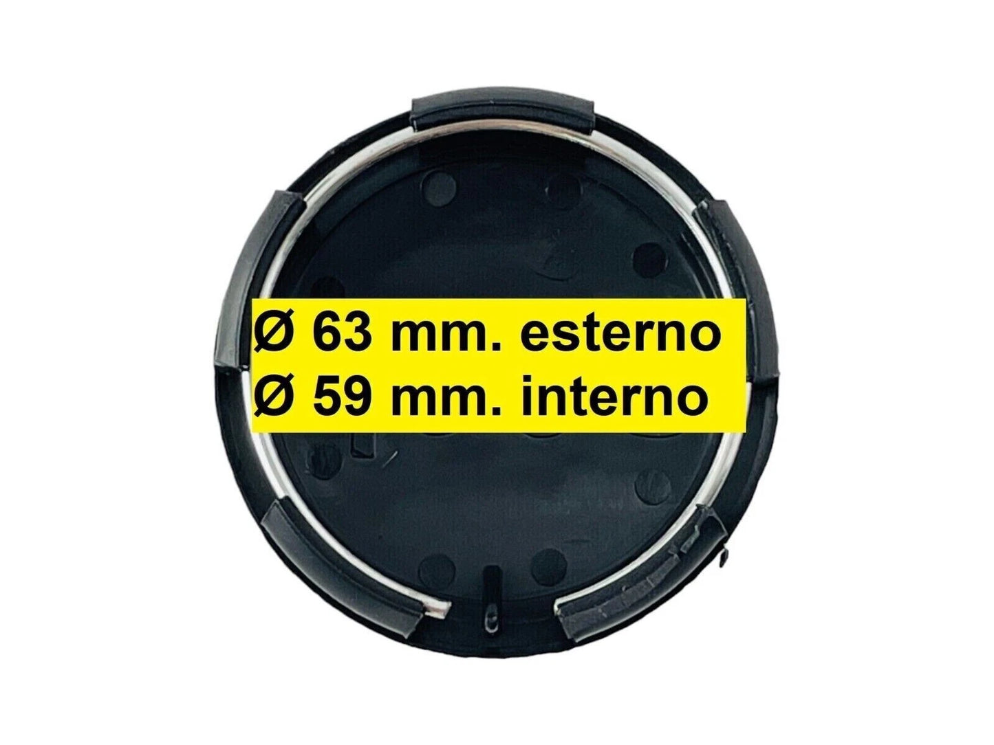 Set 4 Tappi Coprimozzo 63mm Nero Lucido Compatibili Con Jeep Renegade Cherokee Wrangler Accessori Cerchi In Lega
