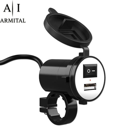 Caricatore USB Moto Impermeabile 12V 24V Presa Ricarica Smartphone GPS Tablet