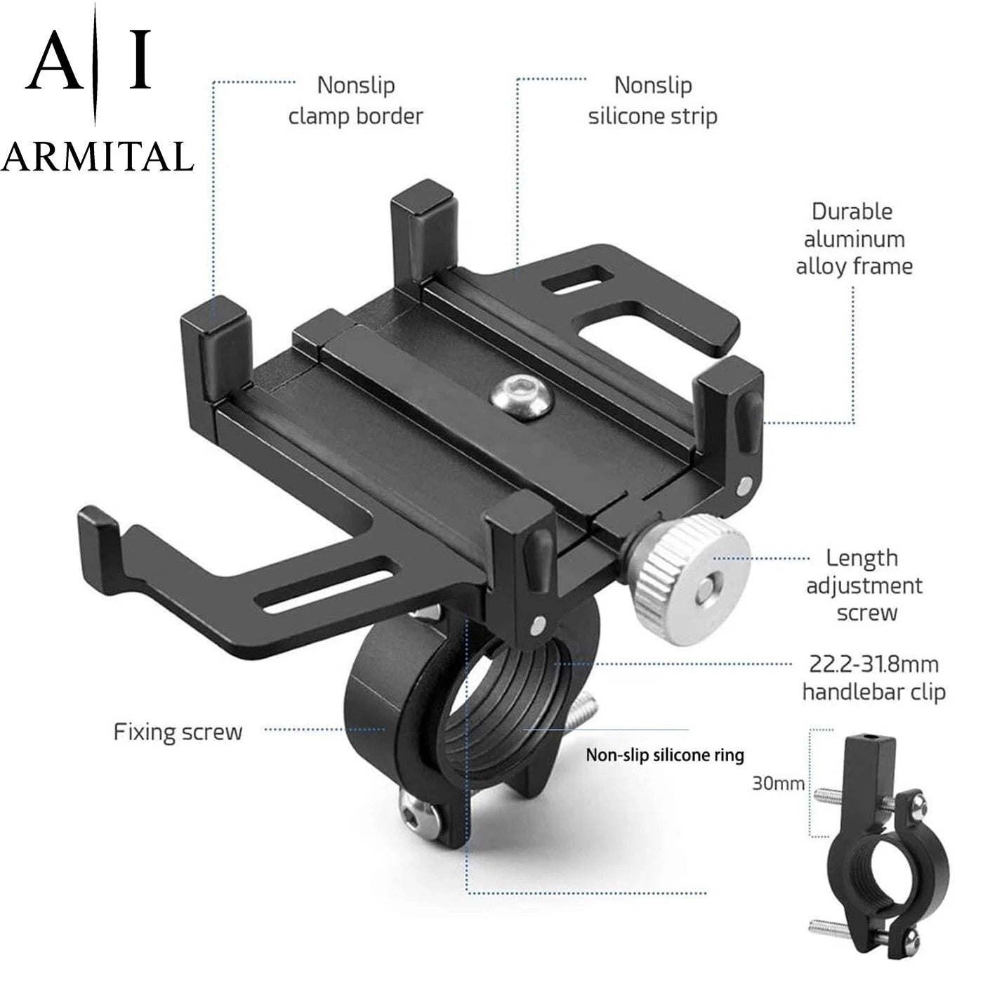 Supporto Smartphone Universale per Bici e Moto in Alluminio con Rotazione 360 Gradi e Sistema Anti-Caduta Professionale