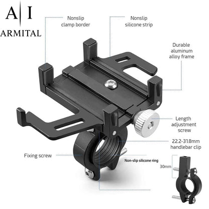 Supporto Smartphone Universale per Bici e Moto in Alluminio con Rotazione 360 Gradi e Sistema Anti-Caduta Professionale