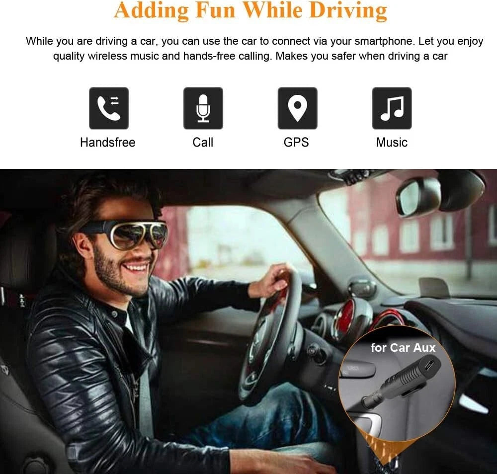 Adattatore Ricevitore Bluetooth 5.0 Auto AUX 3.5mm Microfono HD Vivavoce Stereo