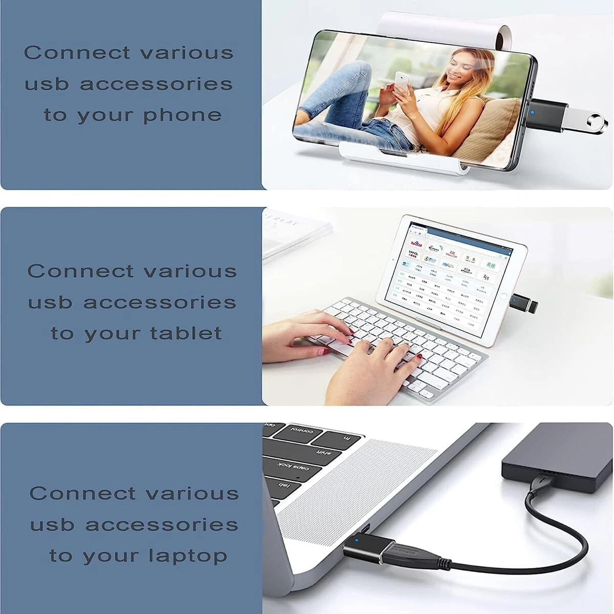 Adattatore OTG USB-C a USB 3.0 SuperSpeed 5Gbps per Smartphone Laptop e Tablet