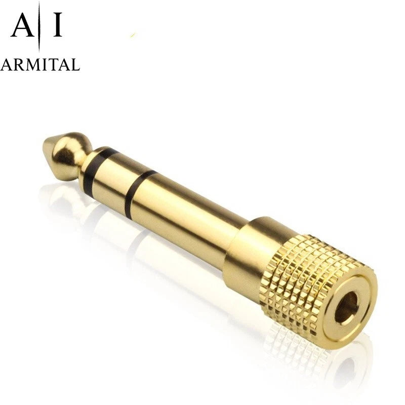 Adattatore Audio Jack 6.35mm Maschio a 3.5mm Femmina Cuffie Stereo Placcato Oro