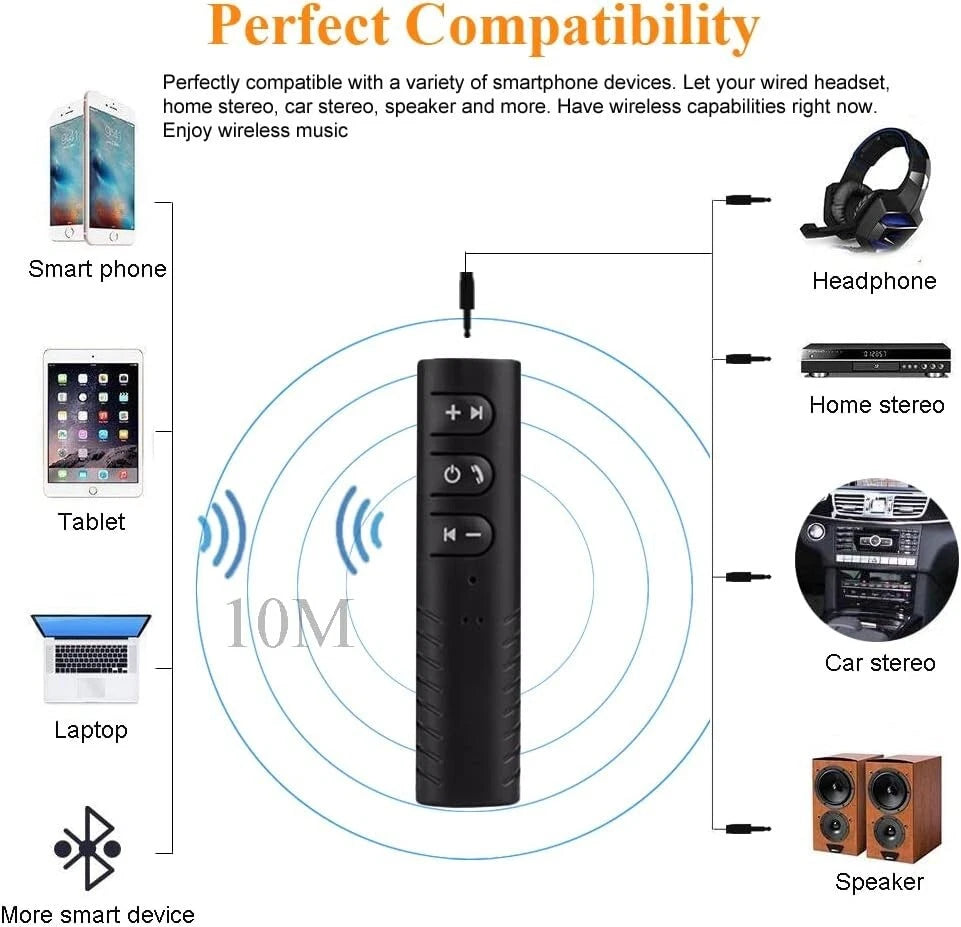 Adattatore Ricevitore Bluetooth 5.0 Auto AUX 3.5mm Microfono HD Vivavoce Stereo