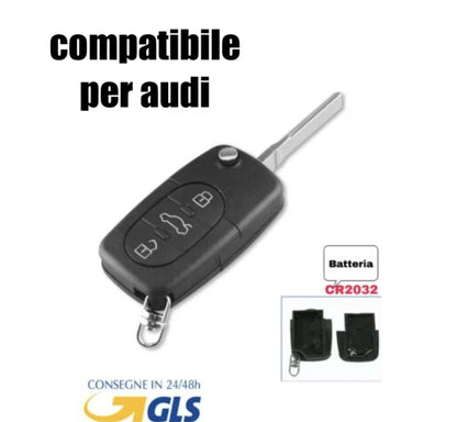Guscio Chiave Compatibile Per Auto Audi A1 A3 A4 A5 A6 TT Q5 Q7 Ricambio Tre Tasti Con Lama A Scatto