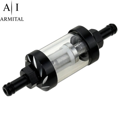 Filtro Carburante 8mm Universale in Vetro e Alluminio CNC per Moto ATV e Auto