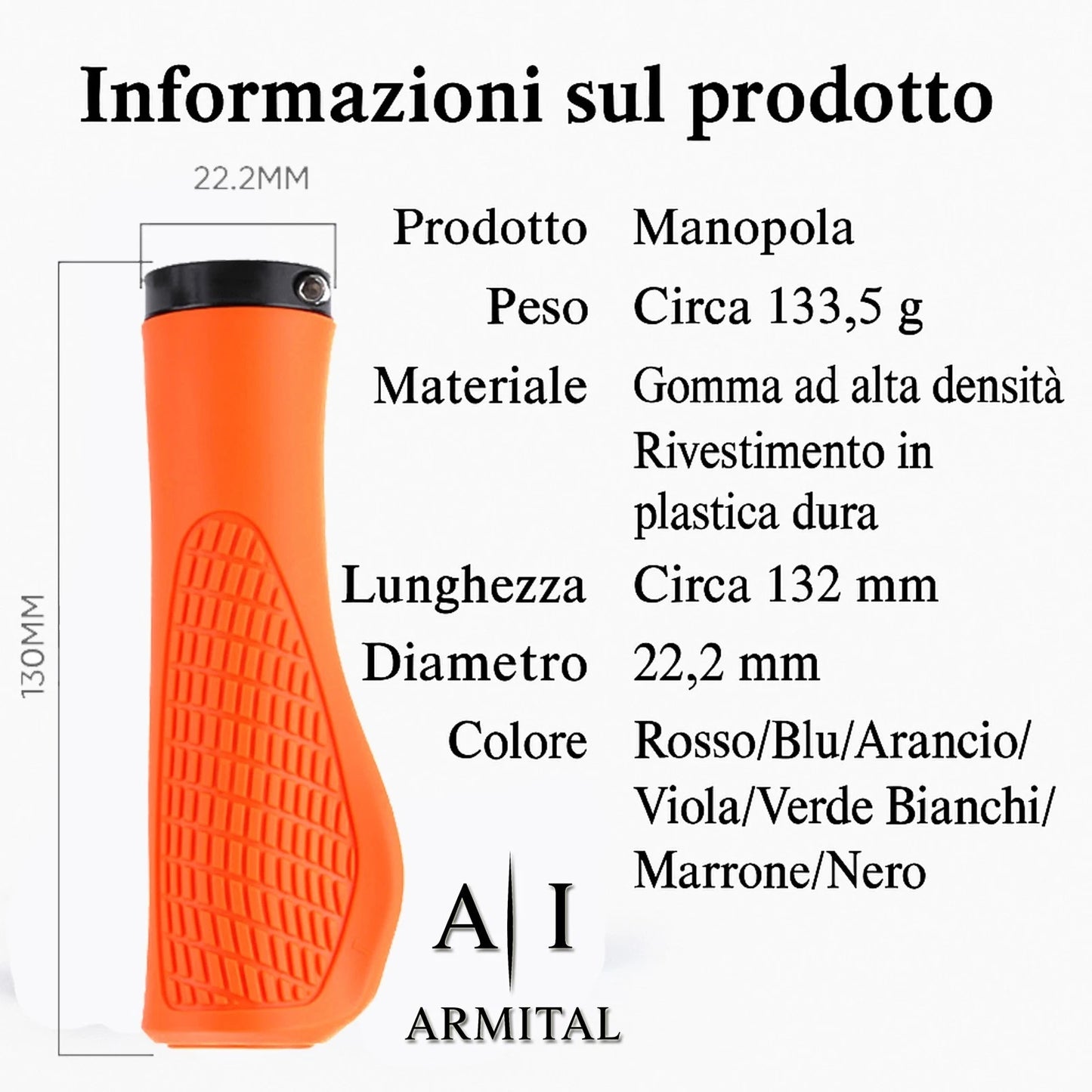 Coppia Manopole MTB Ergonomiche Antiscivolo in Gomma TPR con Doppio Bloccaggio in Alluminio Universali per Bicicletta Mountain Bike BMX e City Bike