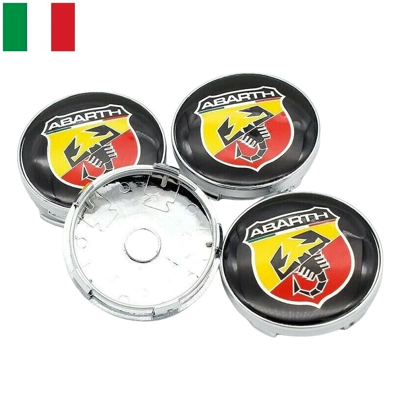 Coprimozzo Centrale 60mm Per Cerchi In Lega Abarth 500 595 695 Tappo Foro Centrale In Abs Resistente Colore Argento E Nero