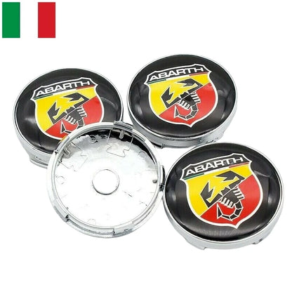 Coprimozzo Centrale 60mm Per Cerchi In Lega Abarth 500 595 695 Tappo Foro Centrale In Abs Resistente Colore Argento E Nero