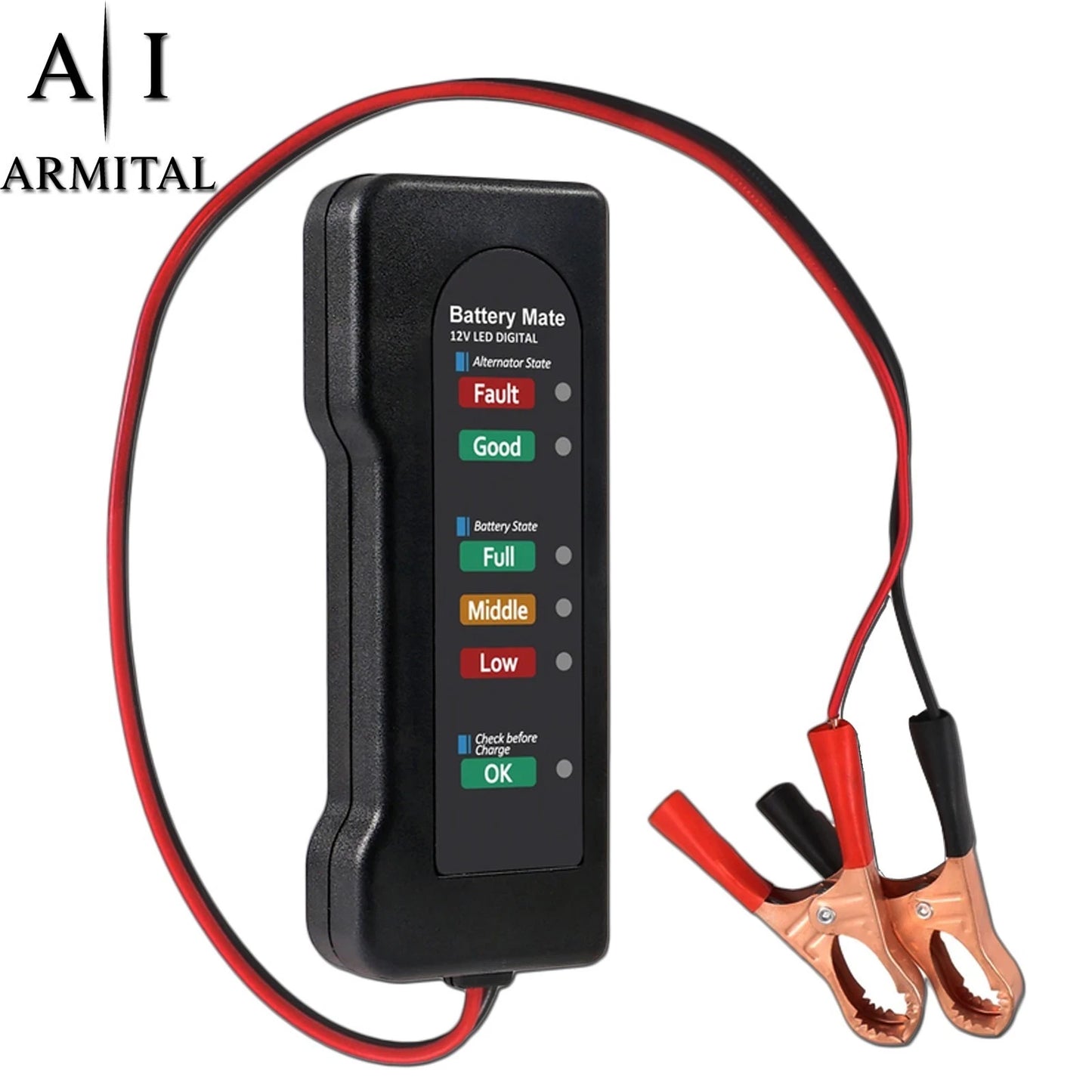 Tester Batteria 12V Auto e Moto con Indicatore LED e Controllo Alternatore