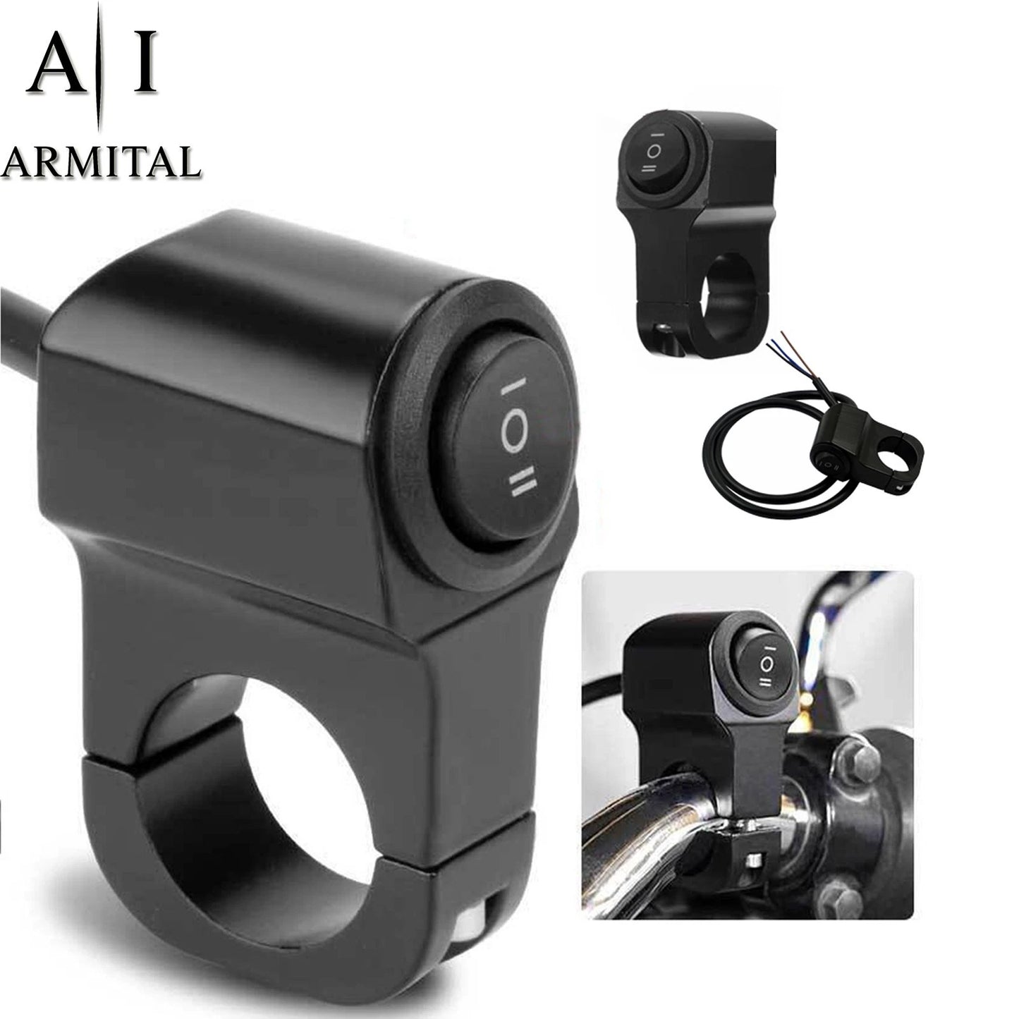 Interruttore Manubrio Moto Universale 22mm Impermeabile 12V-60V In Lega Di Alluminio Per Fari LED E Proiettori Supplementari ATV Scooter