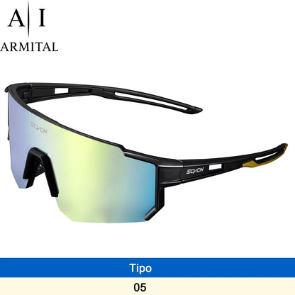 Occhiali da Ciclismo e Sport Outdoor UV400 Lenti HD Antivento in Policarbonato