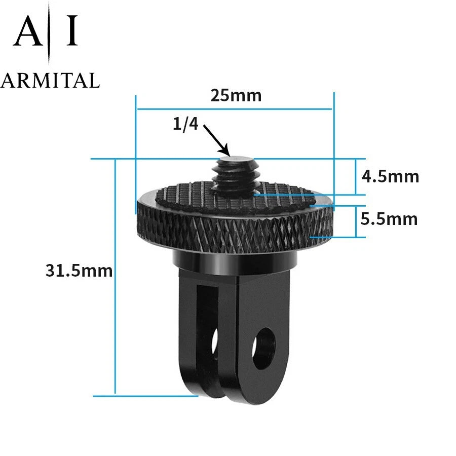 Adattatore Treppiede 1/4" in Alluminio per GoPro Hero 13 Insta360 Osmo Action