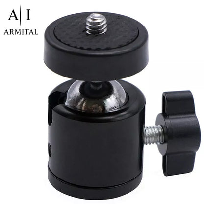 Supporto Mini Testa a Sfera 360 Gradi Filettatura 1/4 Adattatore Hot Shoe Nero
