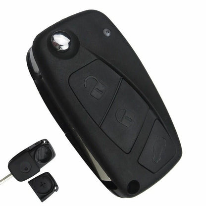 Guscio Chiave Compatibile Per Fiat Punto Panda Grande Punto Ducato Bravo Stilo - Ricambio Cover 3 Tasti Con Lama A Scatto In Abs Alta Qualità