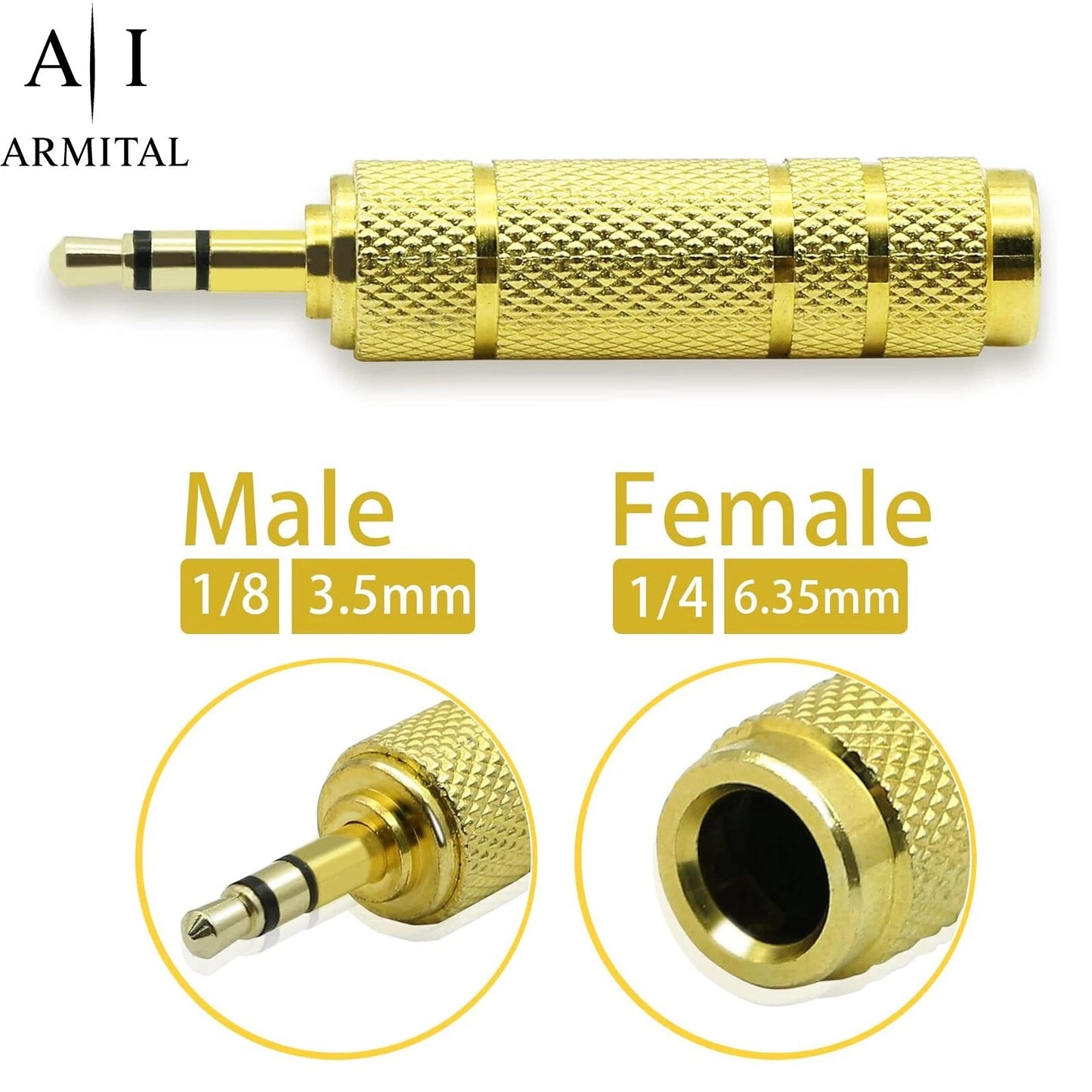 Adattatore Audio Jack 6.35mm Maschio a 3.5mm Femmina Stereo TRS Placcato Oro