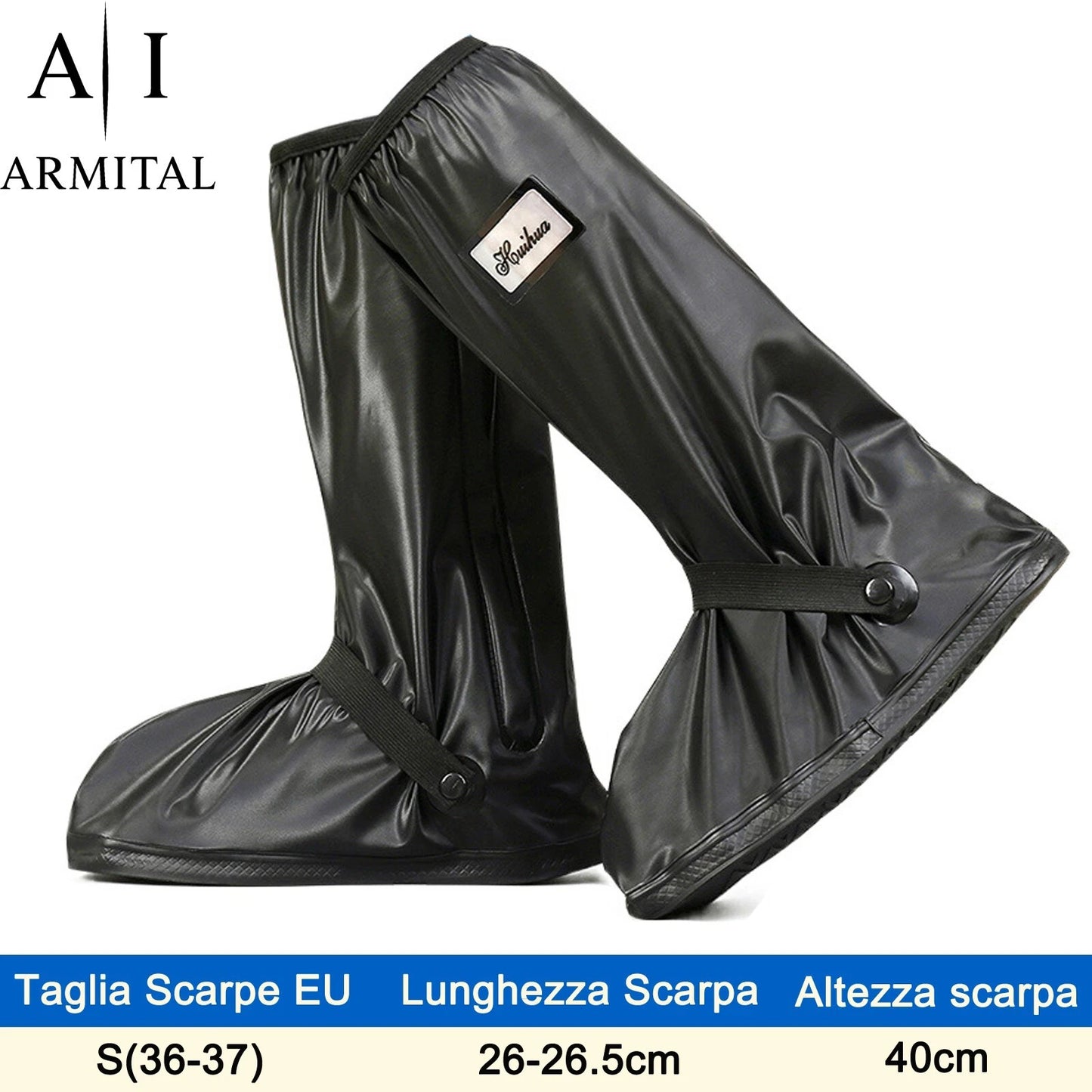 Copriscarpe Impermeabili Moto e Bici Antiscivolo in PVC Riutilizzabili Neri