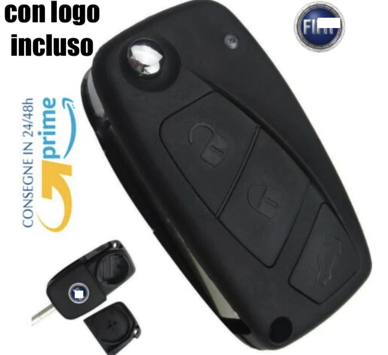 Guscio Chiave Compatibile Per Fiat Punto Panda Grande Punto Ducato Bravo Stilo - Ricambio Cover 3 Tasti Con Lama A Scatto In Abs Alta Qualità