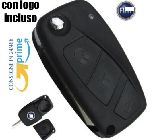 Guscio Chiave Compatibile Per Fiat Punto Panda Grande Punto Ducato Bravo Stilo - Ricambio Cover 3 Tasti Con Lama A Scatto In Abs Alta Qualità