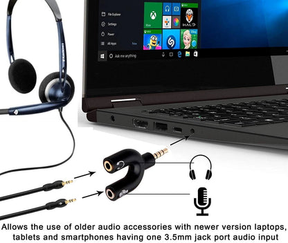 Adattatore Sdoppiatore Cuffie Jack 3.5mm TRRS per Microfono e Audio PC