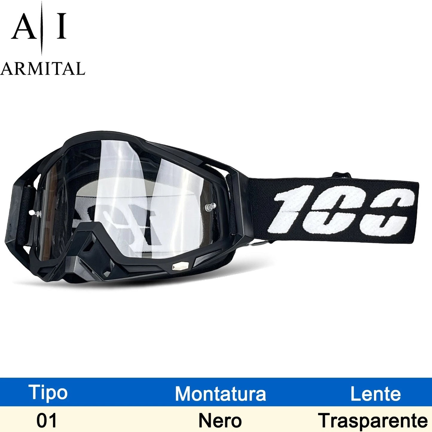 Occhiali Motocross Professionali Antiappannamento UV400 per MX MTB Sci ed Enduro
