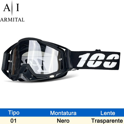 Occhiali Motocross Professionali Antiappannamento UV400 per MX MTB Sci ed Enduro