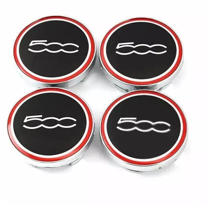 Set 4 Coprimozzo per Fiat 500 Diametro 60mm Tappi Cerchi in Lega con Finitura Cromata ABS Resistente