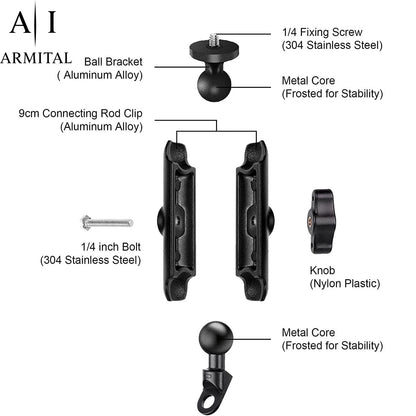 Supporto Moto per GoPro e Action Cam con Rotazione 360 e Attacco 1/4 Pollici