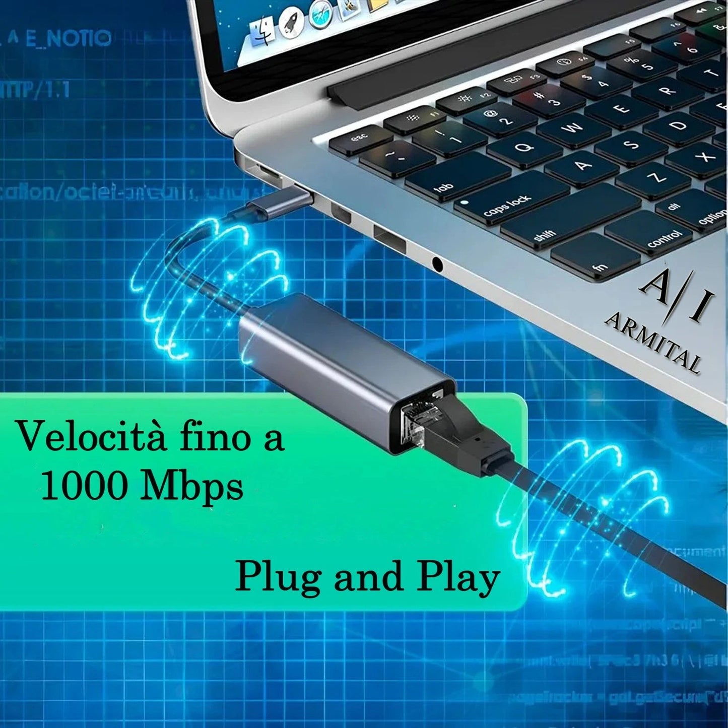 Adattatore Rete Ethernet Gigabit 1000Mbps USB Type-C o USB 3.0 a RJ45 in Alluminio Plug And Play per Connessione Internet Cablata Ultra Veloce